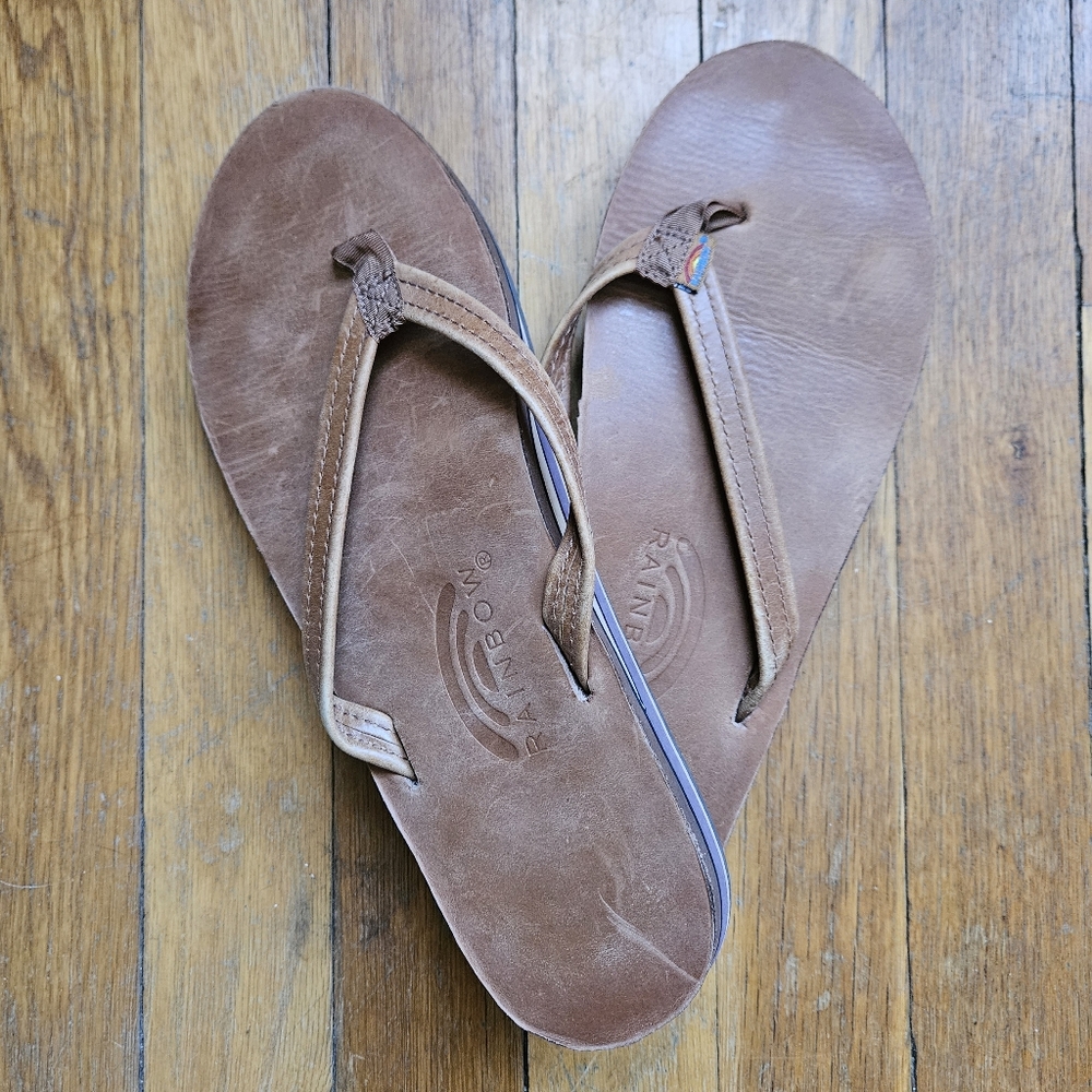 Rainbow leather flip flop. Size 8.5.